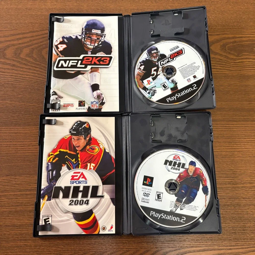 Sega EA Sports NFL 2K3 NHL 2004 PS2 Games Bundle Excellent Complete CIB Blk Case